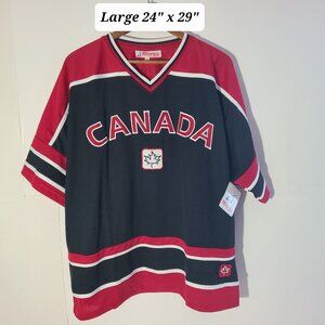 Canada Teepee Black/Red/White Embroidered Large Jersey/Shirt NWT